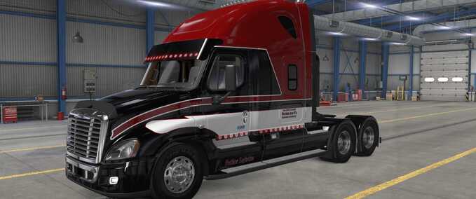 Skins Freightshaker Cascadia Red - Black Old School Skin American Truck Simulator mod