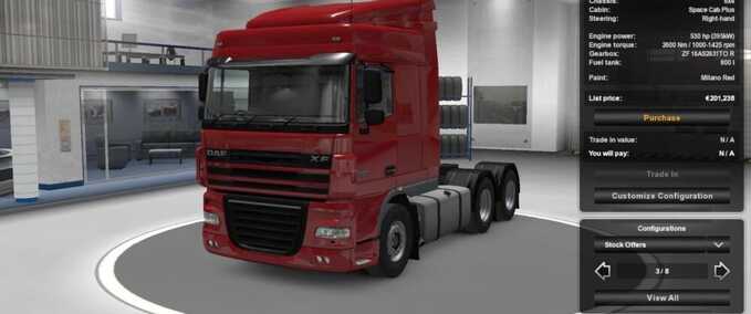 Trucks DAF XF 105 530HP ENGINE Eurotruck Simulator mod
