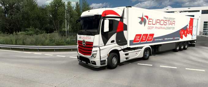 Trucks Mercedes-Benz New Actros Eurostar Transport Combo Skin  Eurotruck Simulator mod