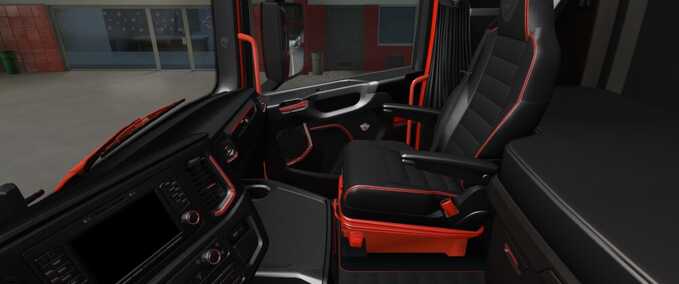 Trucks Scania R&S Interior Dark Red - Black + Dashboard  Eurotruck Simulator mod