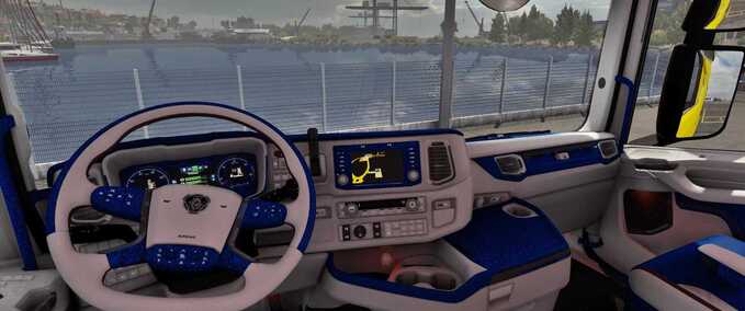 Trucks Scania Next Gen White – Blue Lux Interior  Eurotruck Simulator mod