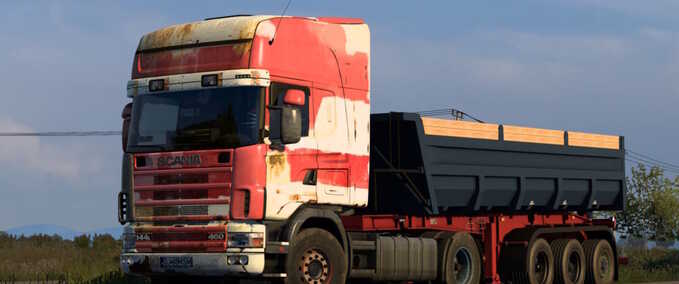 Trucks Scania Rjl 4 Series old Red - White Skin Eurotruck Simulator mod