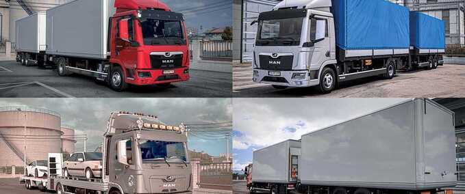 Trucks MAN TGL 2022 Megamod + Trailer - 1.48.5 Eurotruck Simulator mod