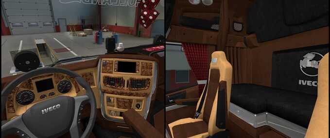 Trucks Iveco HighWay Wood Brown Interior  Eurotruck Simulator mod