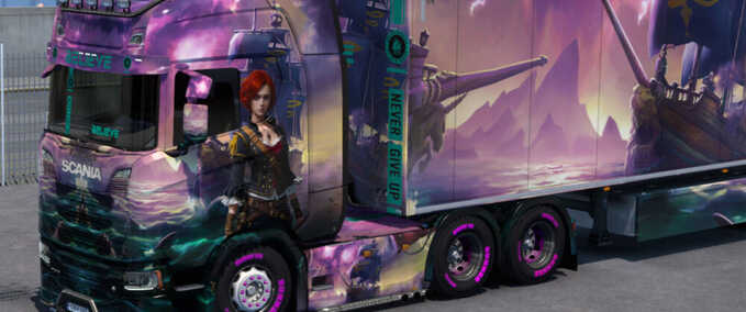 Trucks Pirate Anime Girl Skin Eurotruck Simulator mod