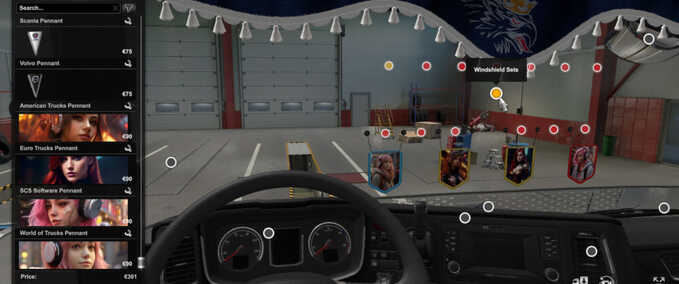 Trucks Windshield Pennant  Eurotruck Simulator mod