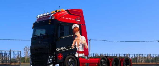 Trucks Volvo FH12/16 (Pendragon) Kasumi Nurse Outfit Skin Black Edition  Eurotruck Simulator mod