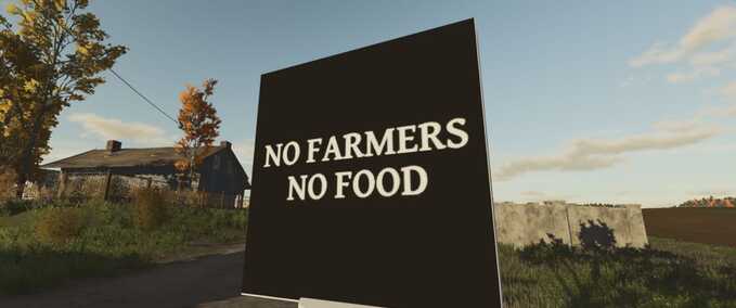 Dekoration Schild "No Farmers No Food Landwirtschafts Simulator mod