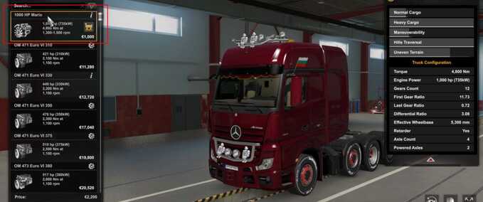 Trucks Mercedes 1000 HP + & 6/12 Speed Transmissions  Eurotruck Simulator mod