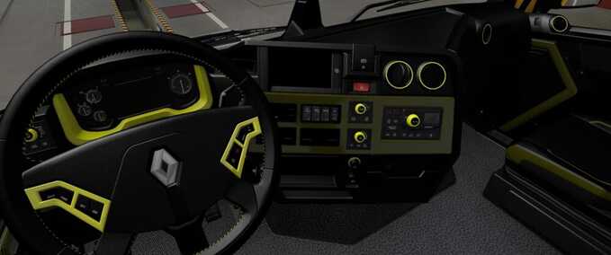 Trucks Renault T Black & Yellow Interior Landwirtschafts Simulator mod