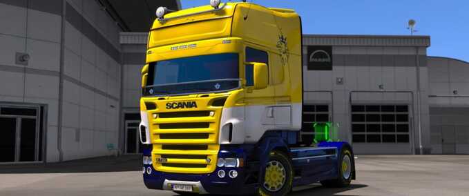 Trucks Scania RJL Yellow Blue Skin  Eurotruck Simulator mod