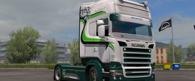 Trucks Scania RJL Green White Skin Eurotruck Simulator mod