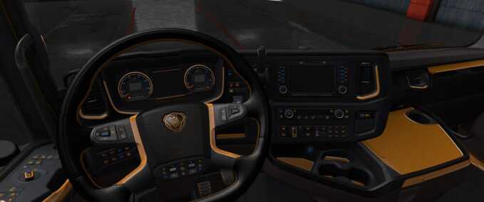 Trucks Scania S & R Black - Yellow Interior Eurotruck Simulator mod