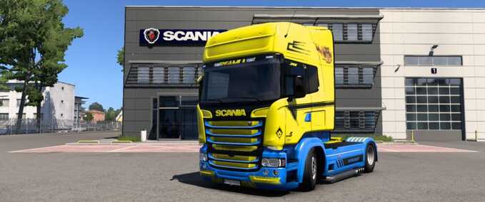 Trucks SCANIA RJL Yellow Blue Skin Eurotruck Simulator mod