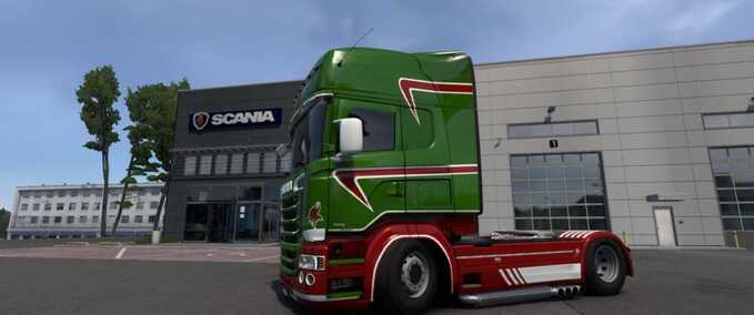 Trucks Scania RJL Green Red Skin Eurotruck Simulator mod