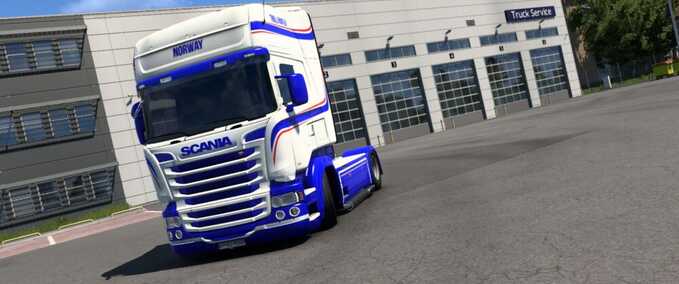 Trucks SCANIA RJL White Blue Skin Eurotruck Simulator mod