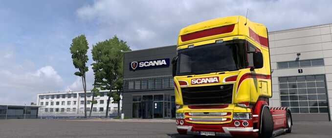 Trucks Scania RJL Yellow Red Skin Eurotruck Simulator mod