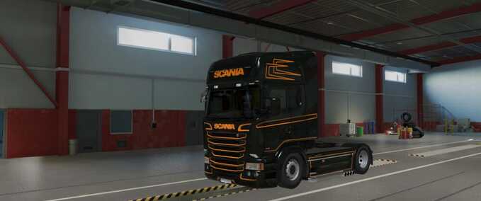 Scania RJL Black & Orange Skin Mod Image