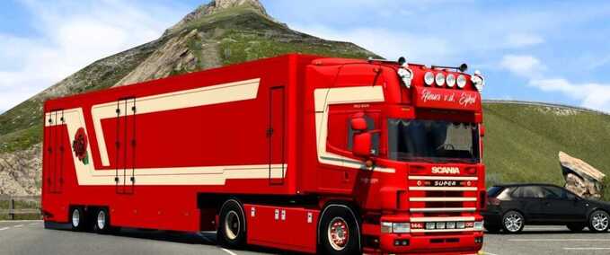 Trucks Scania 164L Flower Shuttle Combo Eurotruck Simulator mod