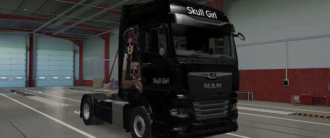 Trucks MAN TG3 TGX Skull Girl Skin Eurotruck Simulator mod