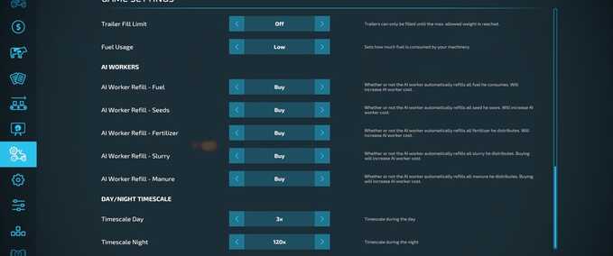 Gameplay Day/Night Timescale Farming Simulator mod