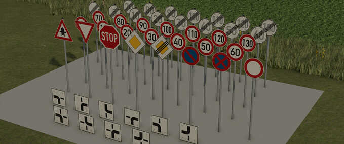 Prefab German Traffic Signs Farming Simulator mod