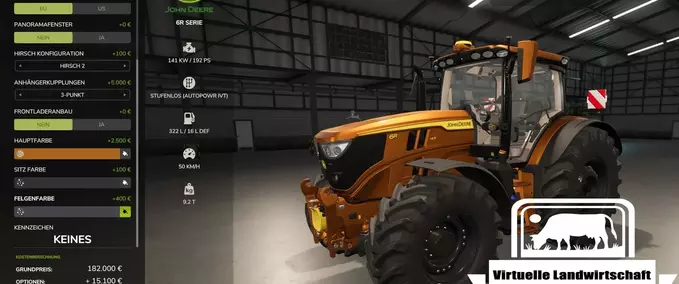 John Deere 6R Serie mit Farbauswahl Mod Image