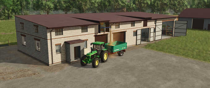 Animal Pens Cowshed with Garage Farming Simulator mod