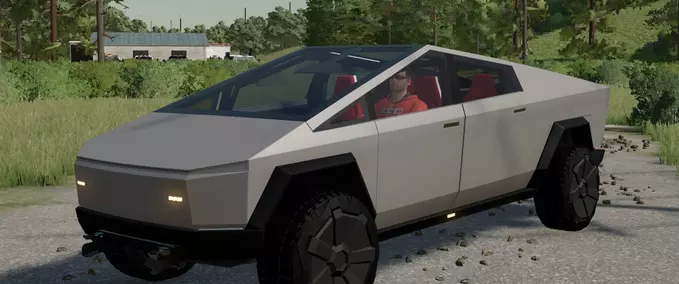 Other Vehicles Tesla Cybertruck with Snow Plow Farming Simulator mod