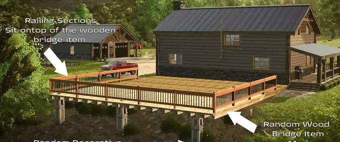 Wooden Deck Railing Section Mod Image