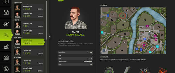 Gameplay Mow and Bale Contracts Farming Simulator mod