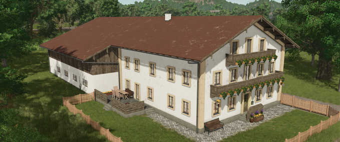 Buildings with Functions Bavarian Farmhouse with Hall Farming Simulator mod