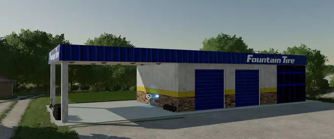 Buildings with Functions Fountain Tire Workshop Farming Simulator mod