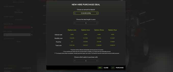 Scripts Hire Purchasing Farming Simulator mod