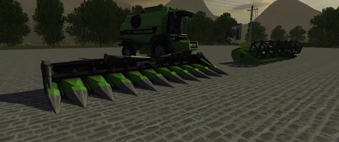 Deutz Fahr Deutz 7545 HRT mit Schneidwerk und Maisgebiß V1 Landwirtschafts Simulator mod